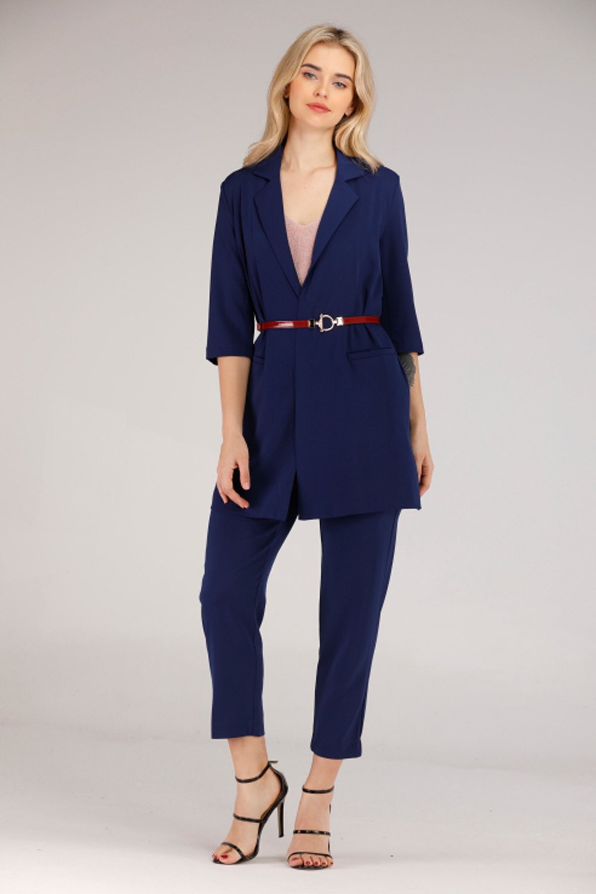 BLUE SUIT WITH BELT